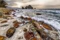 Sunset Ocean Beach Landscape Surreal Nature Sunrise Sea Rocks Scenic High Resolution Royalty Free Stock Photo