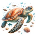 A beautiful ocean turtle painting.