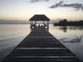 Beautiful ocean view with clean water, evening or night Amazing background of island, Caribbean, Lagoon Bacalar. Calm secluded