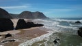 Beautiful ocean view of the Praia de Adraga, a wild place near touristic Cabo da Roca lighthouse, Portugal