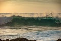 Big clear ocean wave against sunset sky Royalty Free Stock Photo