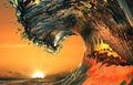 Beautiful ocean wave, sea water rip curl Royalty Free Stock Photo