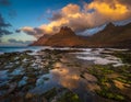 A beautiful oceanic landscape. Combination of sea landscape and mountains.Panorama