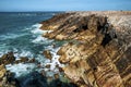 Beautiful oceanic landscape. Rocks jutting out of turquoise water off the coast of the Atlantic Ocean in France