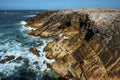 Beautiful oceanic landscape. Rocks jutting out of turquoise water off the coast of the Atlantic Ocean in France