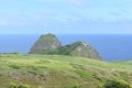 Beautiful oceanside landscape view with hills and clouds on the island of Maui, Hawaii