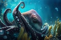 Beautiful Octopus squirming through a reef in the ocean, Generative AI Royalty Free Stock Photo