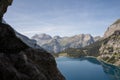 Beautiful Oeschinen Lake reflecting the surrounding mountains, Switzerland Royalty Free Stock Photo