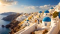 Beautiful Oia town in Greece picturesque europe village Santorini resort sunny day sunrise Royalty Free Stock Photo