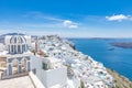 Beautiful Oia town on Santorini island, Greece. Wonderful scenery of white resort or hotel architecture Royalty Free Stock Photo