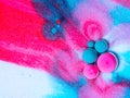 Beautiful oil colors of the universe. Bright colored bubbles sparkling. Abstract Acrylic Liquid Painting Texture. Macro Background