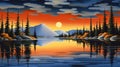 a beautiful oil inspired sunset scenery with a lot of clouds, ai generated image