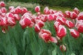 Beautiful oil painted Dutch flowers blooming in spring field Royalty Free Stock Photo