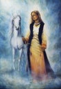 Beautiful oil painting of a mystical woman in historical dress