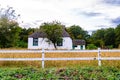 Beautiful old abandoned building farm house in countryside on natural background Royalty Free Stock Photo