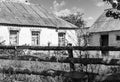 Beautiful old abandoned building farm house in countryside on natural background Royalty Free Stock Photo