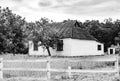 Beautiful old abandoned building farm house in countryside on natural background Royalty Free Stock Photo