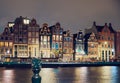 Beautiful old Amsterdam architecture at night Royalty Free Stock Photo