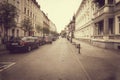 Beautiful old street in Gdansk Wrzeszcz with renovated apartment houses