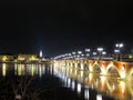 Beautiful old bridge at night in the light of the lanterns Royalty Free Stock Photo