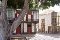 Beautiful old building with oriel window in hisotrical part of Las Palmas, Canary Islands