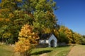 Cemetary hidden in forest in autumn leaves Royalty Free Stock Photo