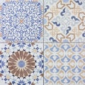 Beautiful old ceramic tile wall patterns in the park public. Royalty Free Stock Photo