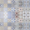 Beautiful old ceramic tile wall patterns in the park public. Royalty Free Stock Photo