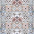 Beautiful old ceramic tile wall patterns in the park public. Royalty Free Stock Photo
