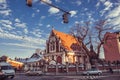 Beautiful old church in the Polish city of Przemysl, Winter day, Poland, Eastern Europe, Catholicism