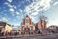 Beautiful old church in the Polish city of Przemysl, Winter day, Poland, Eastern Europe, Catholicism