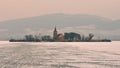 Beautiful old church of St. Linhart. Catholic temple village of Musov - Pasohlavky, Czech Republic. Photo of landscape with sunset