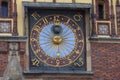 beautiful old clock on the wall of the city hall, wroclaw, poland Royalty Free Stock Photo