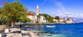 Beautiful old coastal villages in Croatia. Kastela in Dalmatia. view of Kastel Stafilic Royalty Free Stock Photo