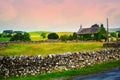 Beautiful, old English cottage with stone walls Royalty Free Stock Photo