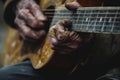 Beautiful old guitar hands. Generate AI Royalty Free Stock Photo