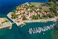 Beautiful old historic town of Osor with bridge connecting islands Cres and Losinj, Croatia Royalty Free Stock Photo