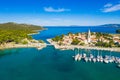 Beautiful old historic town of Osor with bridge connecting islands Cres and Losinj, Croatia Royalty Free Stock Photo