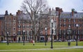 Beautiful old houses around Boston Common - BOSTON , MASSACHUSETTS - APRIL 3, 2017 Royalty Free Stock Photo