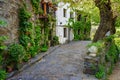 Beautiful old houses covered with ivy in medieval village. Patones de Arriba Madrid Royalty Free Stock Photo