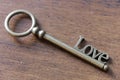 Beautiful Old Key with the word Love Royalty Free Stock Photo