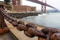 Beautiful old link chain fence at the Golden Gate Bridge in San Francisco Royalty Free Stock Photo