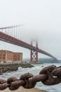 Beautiful old link chain fence at the Golden Gate Bridge in San Francisco Royalty Free Stock Photo