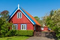 Beautiful old Lithuanian traditional wooden red house Royalty Free Stock Photo