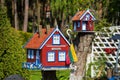 Beautiful old Lithuanian traditional wooden red houses Royalty Free Stock Photo