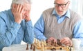 Beautiful old men play chess Royalty Free Stock Photo