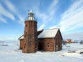 Old red Lighthouse in Ventes Ragas, Lithuania