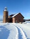 Old red Lighthouse in Ventes Ragas, Lithuania