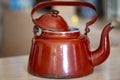 Beautiful Old red metal coffee pot