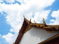 Beautiful old roof designed by Thai people,Temple name is Wat Arun Ratchawararam Woramahaviharn at Bangkok Thailand Royalty Free Stock Photo